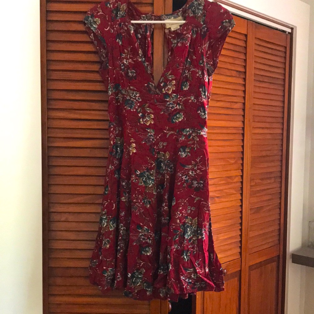 Floral maroon dress